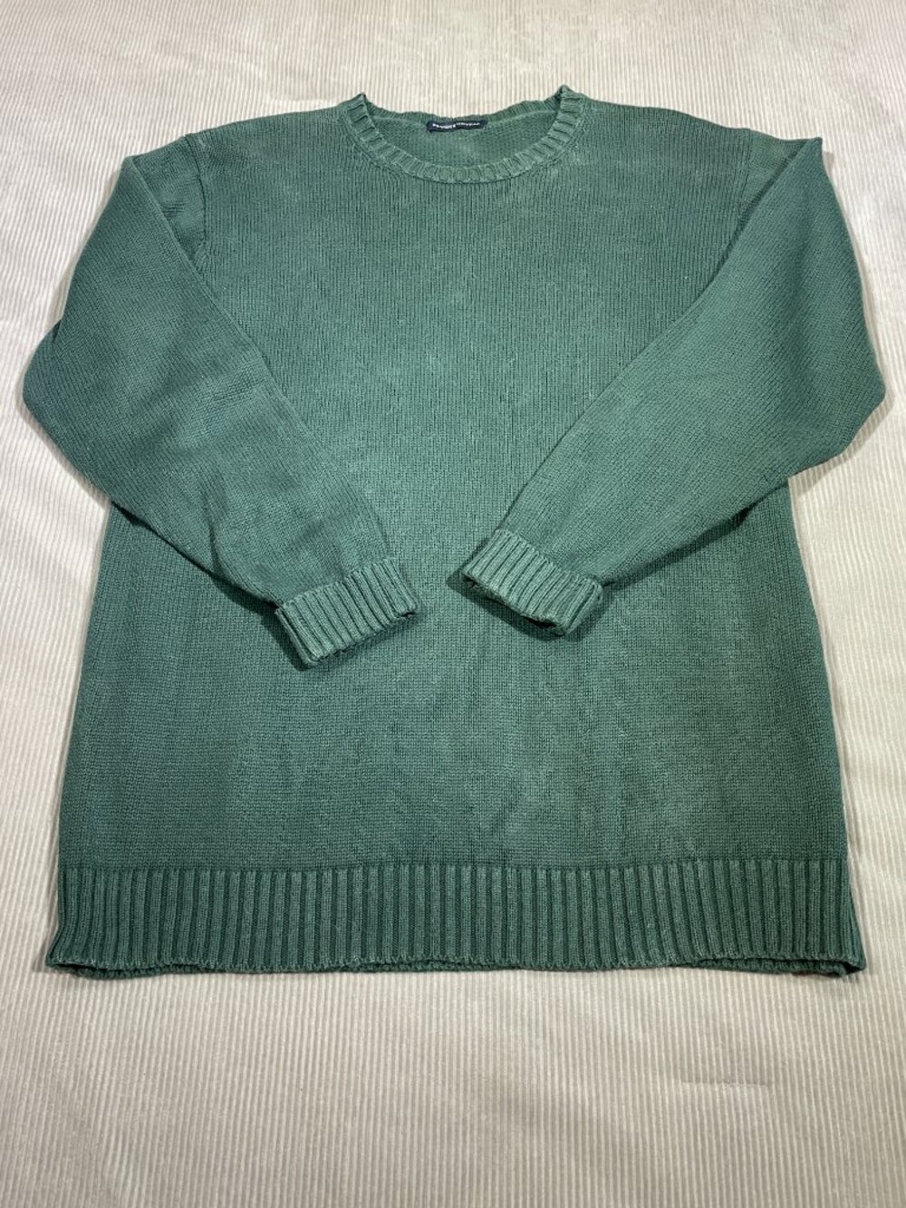 Brandy Melville Green Heavyweight Cotton Crewneck Sweater Oversized Knit Italy - Picture 3 of 8